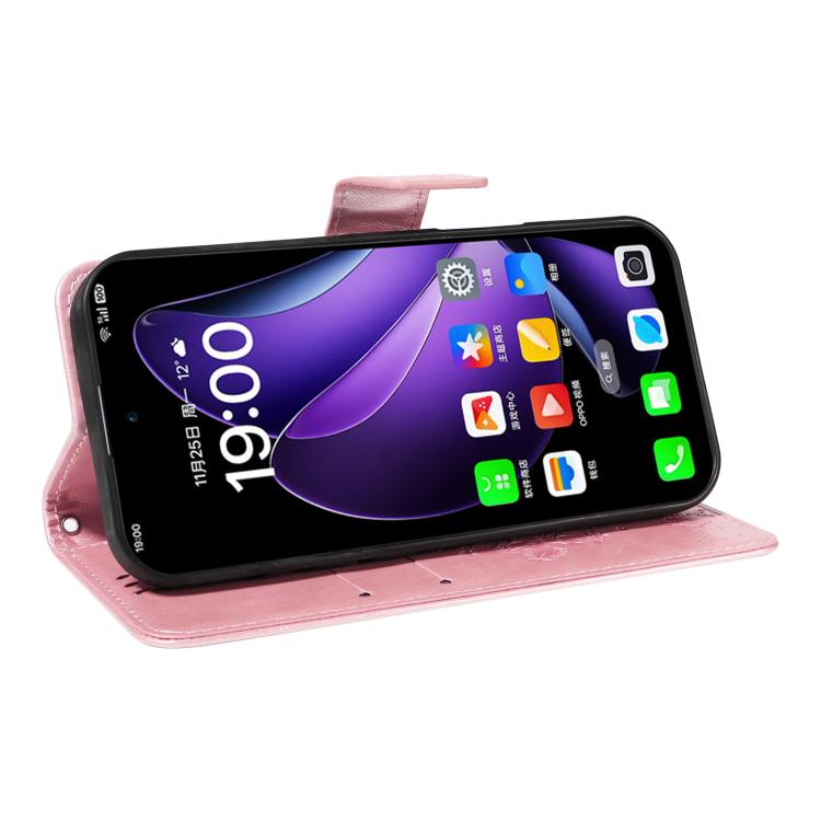 For OPPO Reno13 5G Global Tree & Cat Embossed Pattern Flip Leather Phone Case