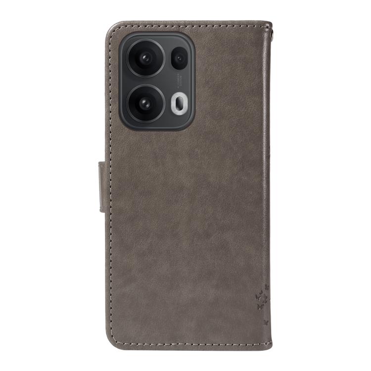 For OPPO Reno13 Pro 5G Global Tree & Cat Embossed Pattern Flip Leather Phone Case