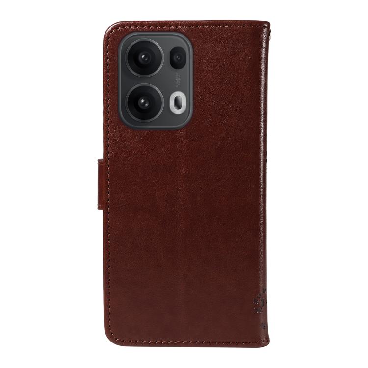 For OPPO Reno13 Pro 5G Global Tree & Cat Embossed Pattern Flip Leather Phone Case