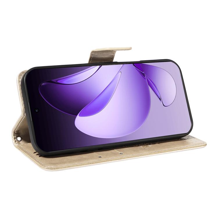 For OPPO Reno13 Pro 5G Global Tree & Cat Embossed Pattern Flip Leather Phone Case