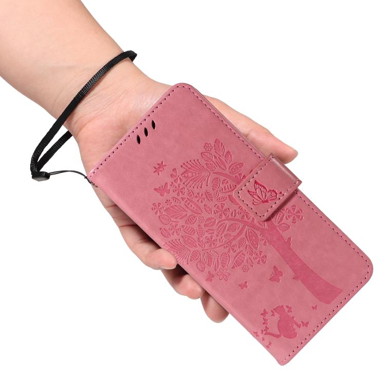 For OPPO Find X8 Global Tree & Cat Embossed Pattern Flip Leather Phone Case