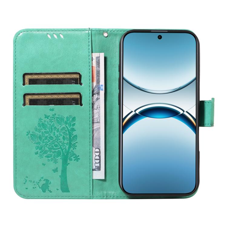 For OPPO Find X8 Global Tree & Cat Embossed Pattern Flip Leather Phone Case