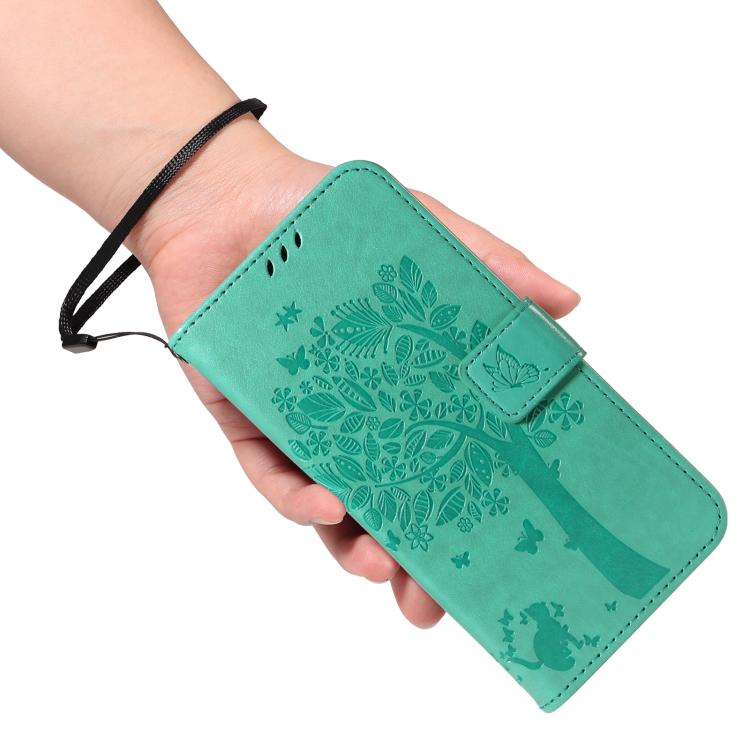 For OPPO Find X8 Global Tree & Cat Embossed Pattern Flip Leather Phone Case