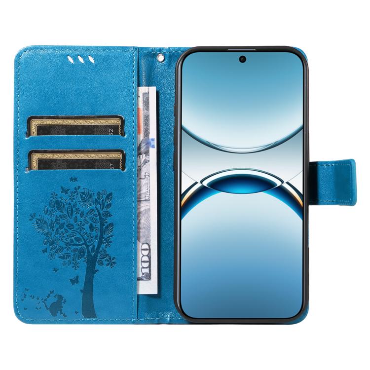 For OPPO Find X8 Global Tree & Cat Embossed Pattern Flip Leather Phone Case