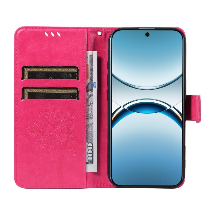 For OPPO Find X8 Global Tree & Cat Embossed Pattern Flip Leather Phone Case