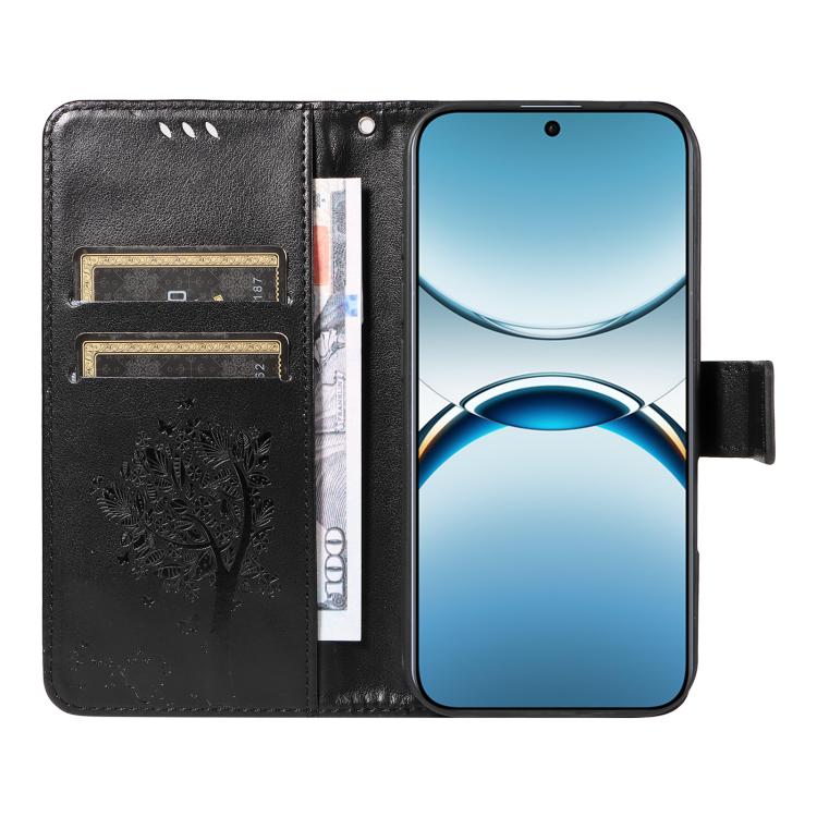 For OPPO Find X8 Global Tree & Cat Embossed Pattern Flip Leather Phone Case