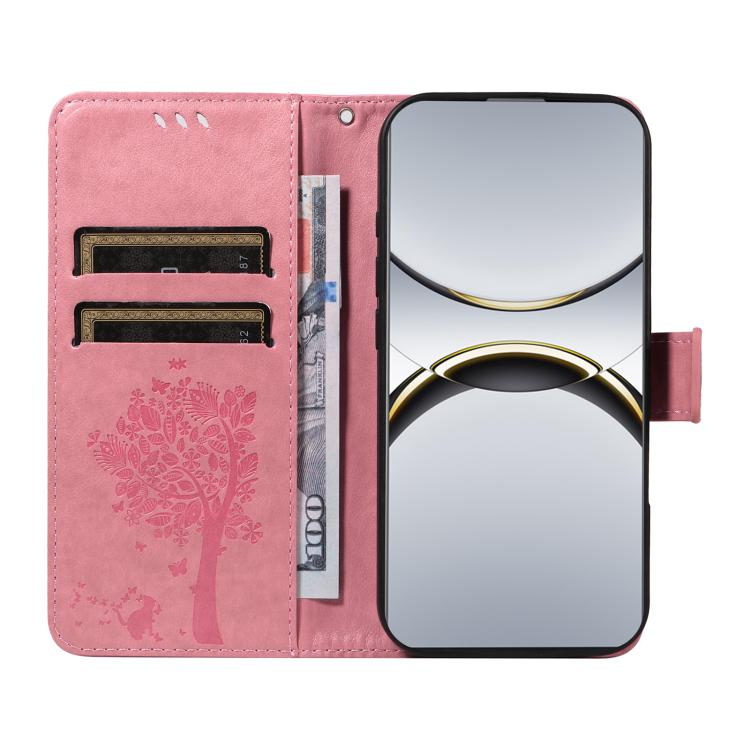 For OPPO Find X8 Pro Global Tree & Cat Embossed Pattern Flip Leather Phone Case