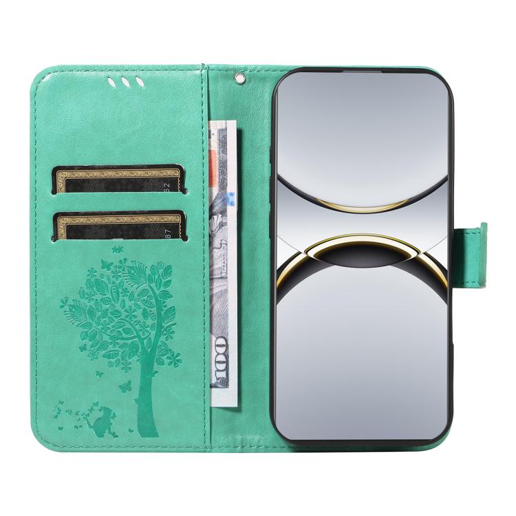 For OPPO Find X8 Pro Global Tree & Cat Embossed Pattern Flip Leather Phone Case