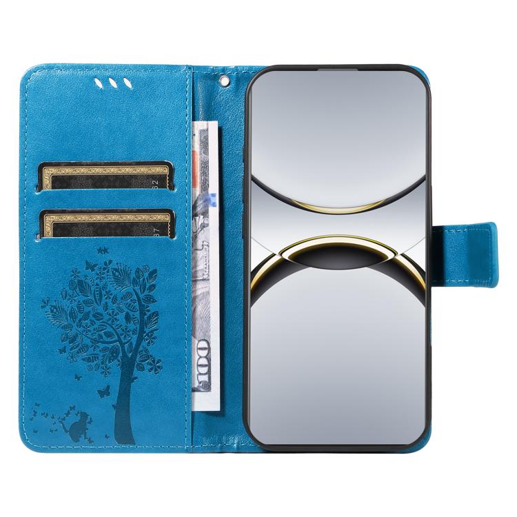 For OPPO Find X8 Pro Global Tree & Cat Embossed Pattern Flip Leather Phone Case
