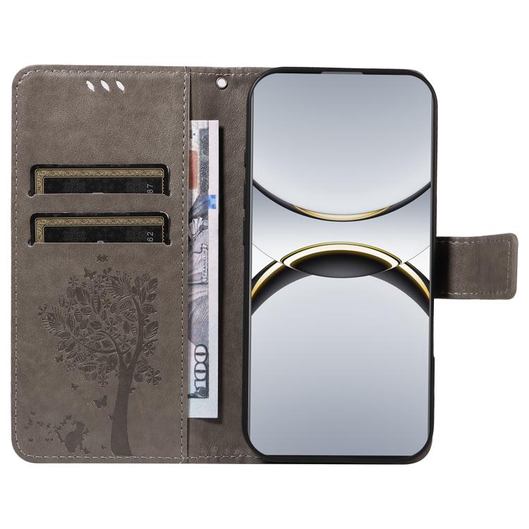 For OPPO Find X8 Pro Global Tree & Cat Embossed Pattern Flip Leather Phone Case