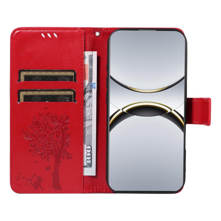 For OPPO Find X8 Pro Global Tree & Cat Embossed Pattern Flip Leather Phone Case