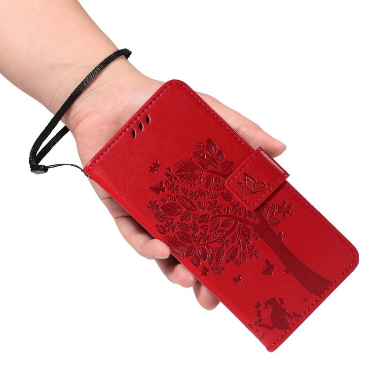 For OPPO Find X8 Pro Global Tree & Cat Embossed Pattern Flip Leather Phone Case