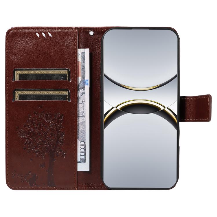 For OPPO Find X8 Pro Global Tree & Cat Embossed Pattern Flip Leather Phone Case