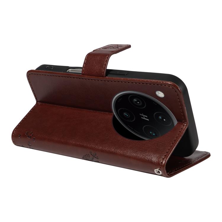 For OPPO Find X8 Pro Global Tree & Cat Embossed Pattern Flip Leather Phone Case