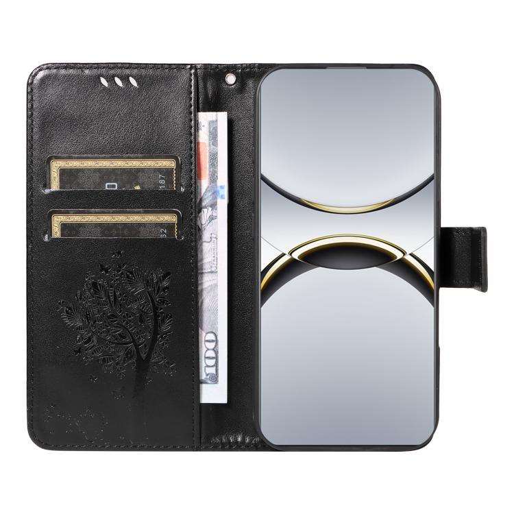 For OPPO Find X8 Pro Global Tree & Cat Embossed Pattern Flip Leather Phone Case