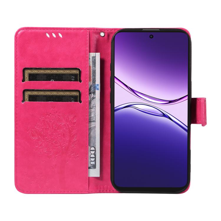 For OPPO A5 Pro 5G Global Tree & Cat Embossed Pattern Flip Leather Phone Case