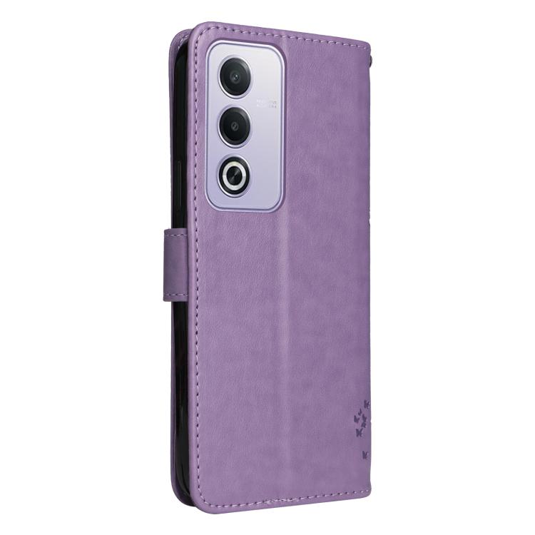 For OPPO K12X 5G Global Tree & Cat Embossed Pattern Flip Leather Phone Case