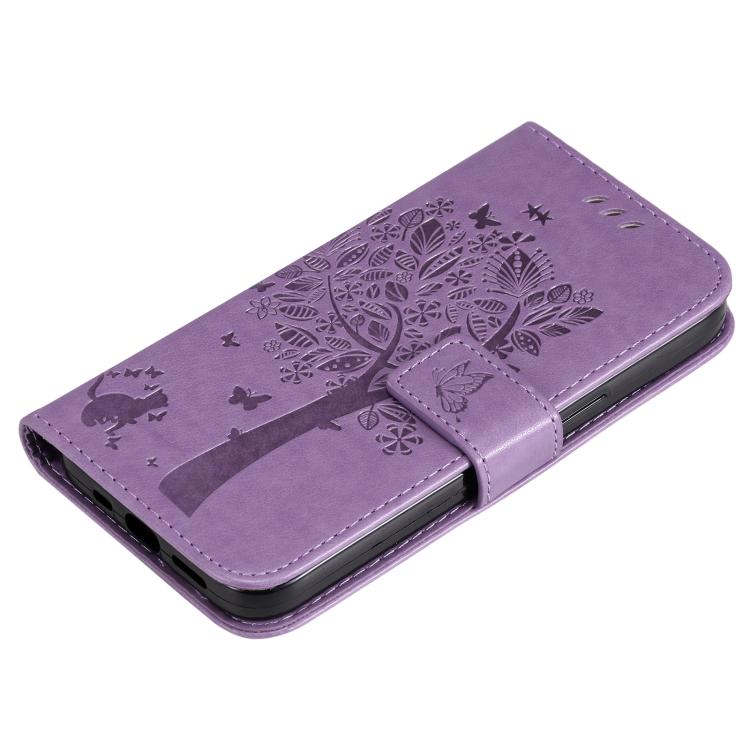 For OPPO K12X 5G Global Tree & Cat Embossed Pattern Flip Leather Phone Case