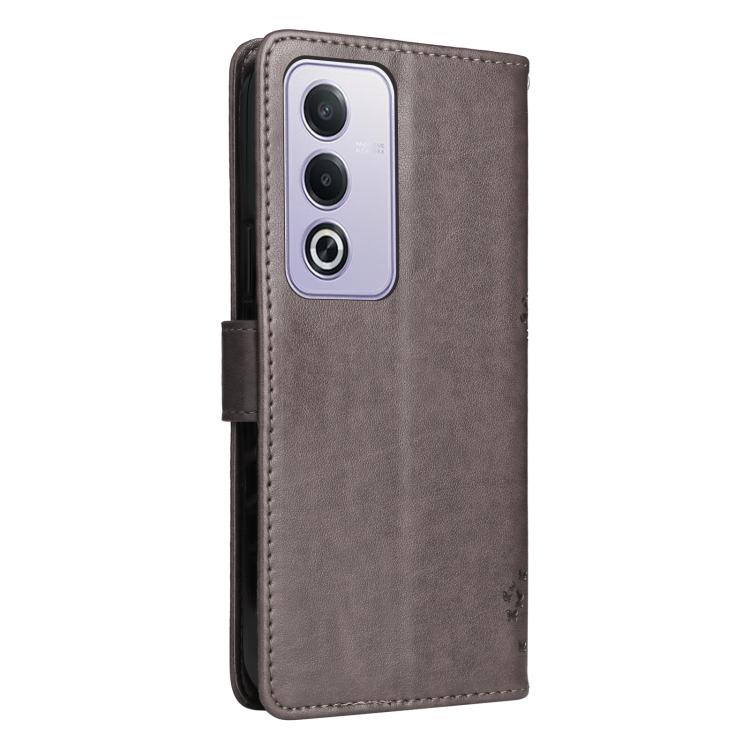 For OPPO K12X 5G Global Tree & Cat Embossed Pattern Flip Leather Phone Case