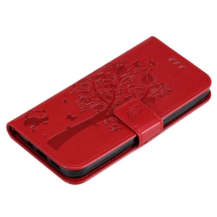For OPPO K12X 5G Global Tree & Cat Embossed Pattern Flip Leather Phone Case