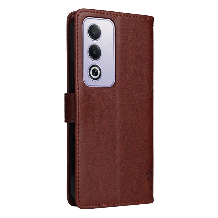 For OPPO K12X 5G Global Tree & Cat Embossed Pattern Flip Leather Phone Case