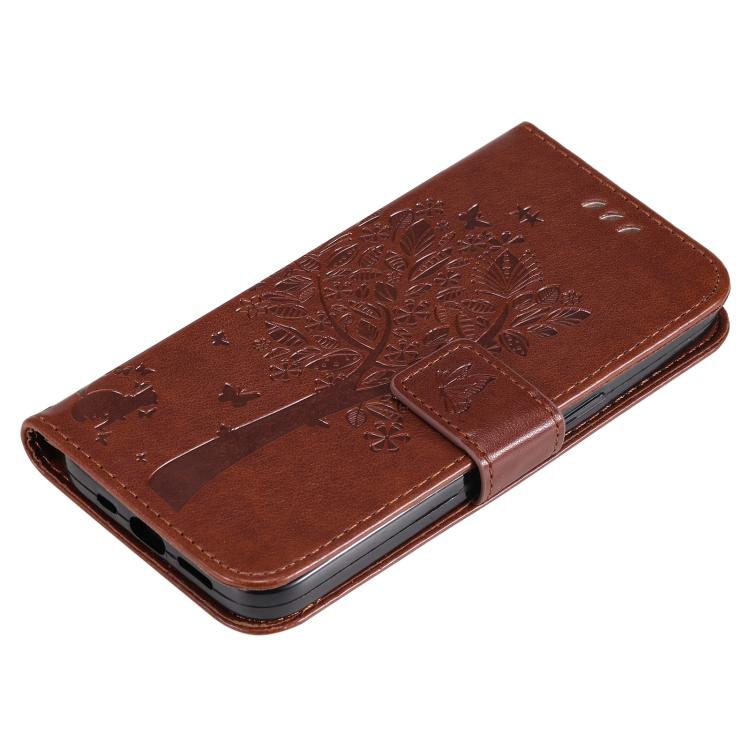 For OPPO K12X 5G Global Tree & Cat Embossed Pattern Flip Leather Phone Case