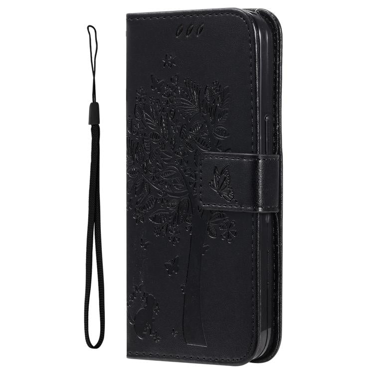For OPPO K12X 5G Global Tree & Cat Embossed Pattern Flip Leather Phone Case