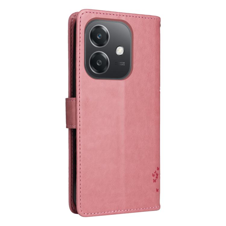 For OPPO A3 4G Global / A60 5G Tree & Cat Embossed Pattern Flip Leather Phone Case
