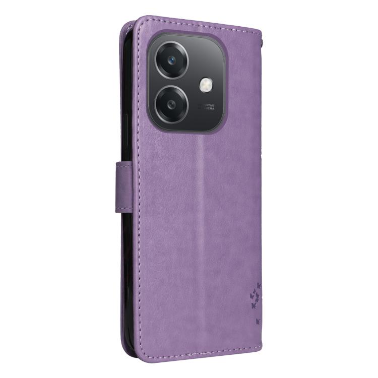For OPPO A3 4G Global / A60 5G Tree & Cat Embossed Pattern Flip Leather Phone Case