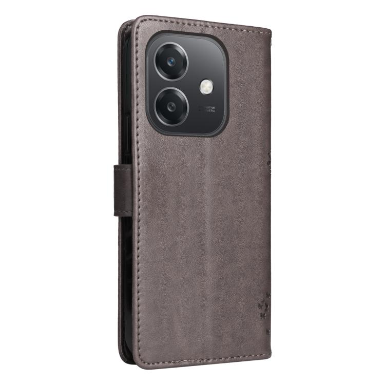 For OPPO A3 4G Global / A60 5G Tree & Cat Embossed Pattern Flip Leather Phone Case