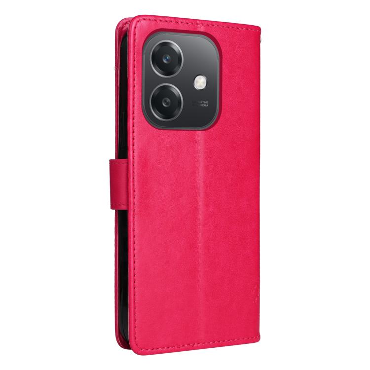 For OPPO A3 4G Global / A60 5G Tree & Cat Embossed Pattern Flip Leather Phone Case