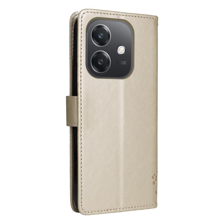 For OPPO A3 4G Global / A60 5G Tree & Cat Embossed Pattern Flip Leather Phone Case