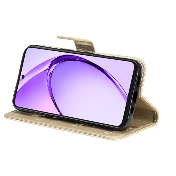 For OPPO A3 4G Global / A60 5G Tree & Cat Embossed Pattern Flip Leather Phone Case