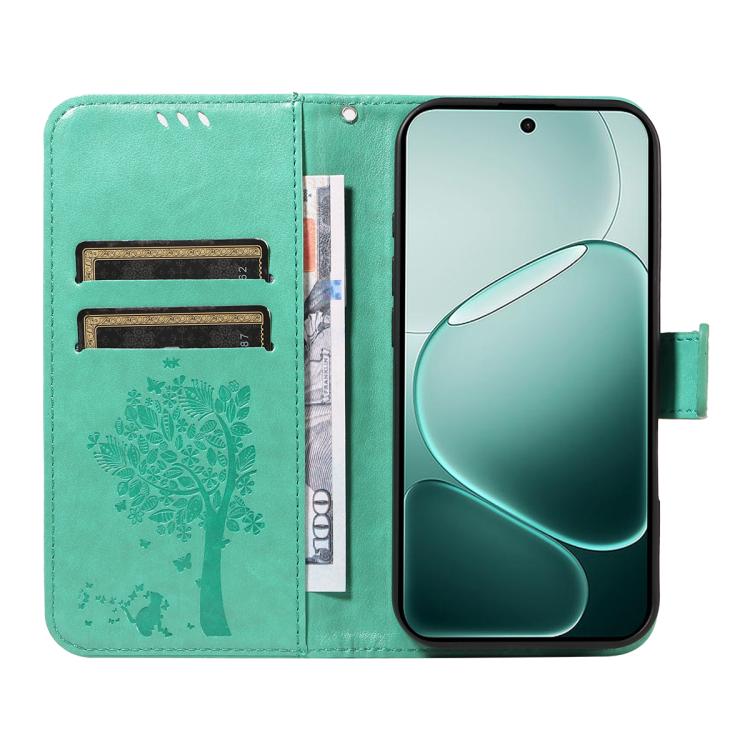 For OPPO A6 Pro 4G / 5G Global Tree & Cat Embossed Pattern Flip Leather Phone Case