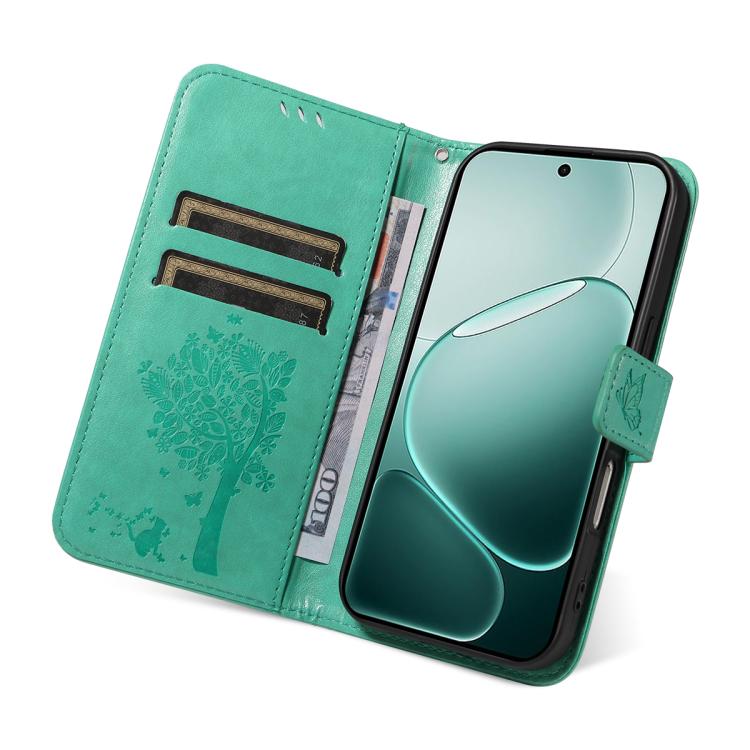 For OPPO A6 Pro 4G / 5G Global Tree & Cat Embossed Pattern Flip Leather Phone Case