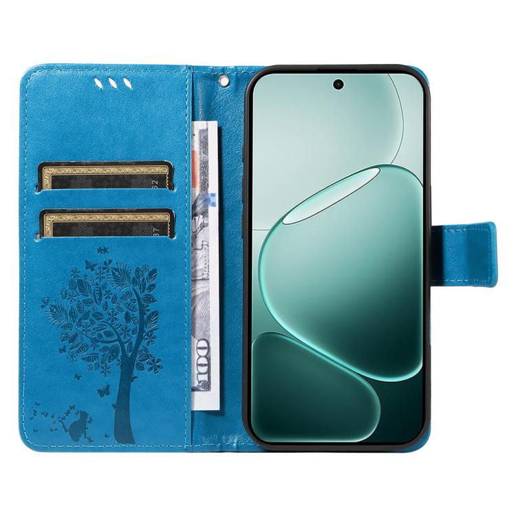 For OPPO A6 Pro 4G / 5G Global Tree & Cat Embossed Pattern Flip Leather Phone Case