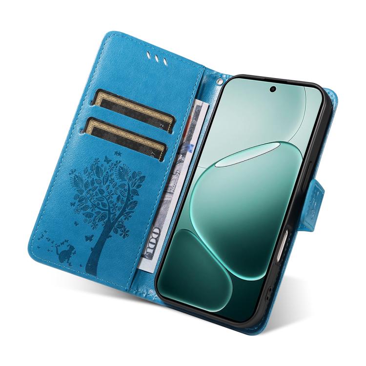 For OPPO A6 Pro 4G / 5G Global Tree & Cat Embossed Pattern Flip Leather Phone Case