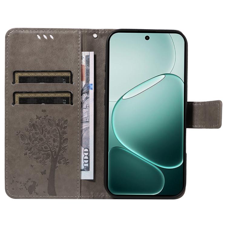 For OPPO A6 Pro 4G / 5G Global Tree & Cat Embossed Pattern Flip Leather Phone Case