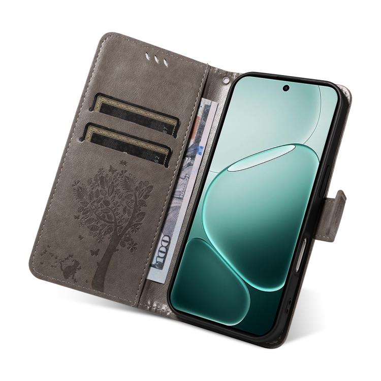 For OPPO A6 Pro 4G / 5G Global Tree & Cat Embossed Pattern Flip Leather Phone Case