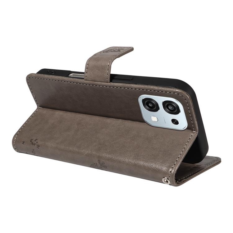 For OPPO A6 Pro 4G / 5G Global Tree & Cat Embossed Pattern Flip Leather Phone Case