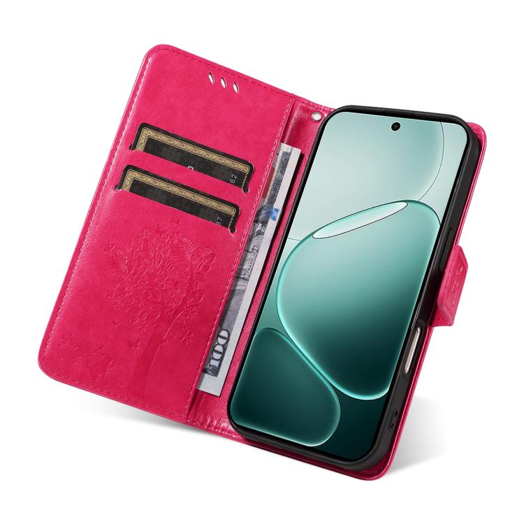 For OPPO A6 Pro 4G / 5G Global Tree & Cat Embossed Pattern Flip Leather Phone Case