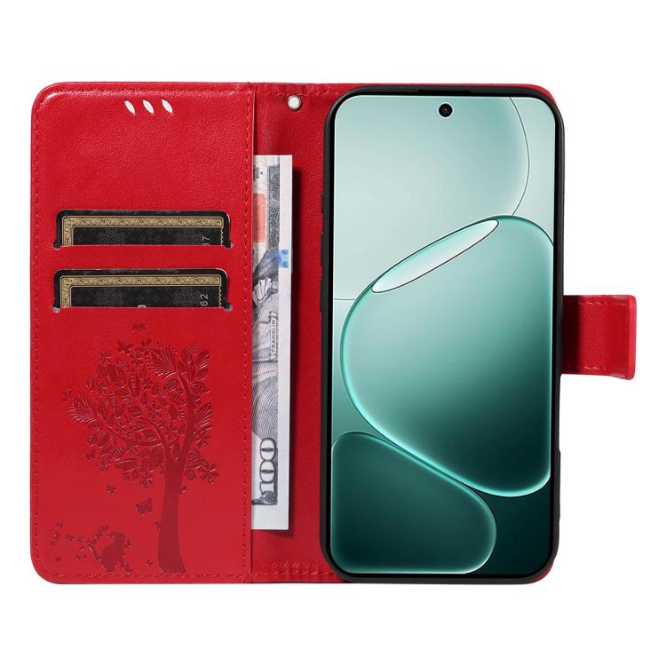 For OPPO A6 Pro 4G / 5G Global Tree & Cat Embossed Pattern Flip Leather Phone Case