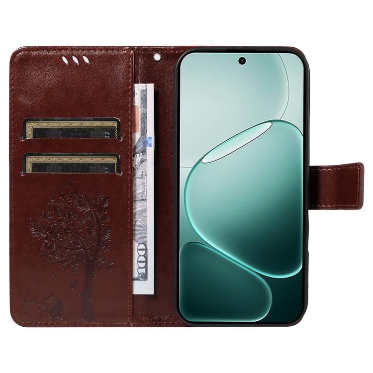 For OPPO A6 Pro 4G / 5G Global Tree & Cat Embossed Pattern Flip Leather Phone Case