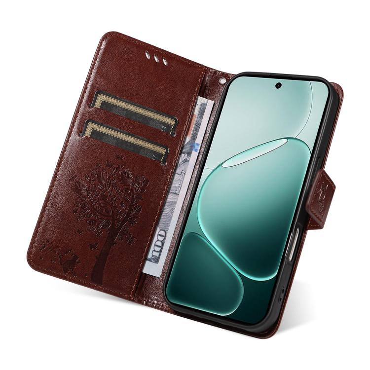 For OPPO A6 Pro 4G / 5G Global Tree & Cat Embossed Pattern Flip Leather Phone Case