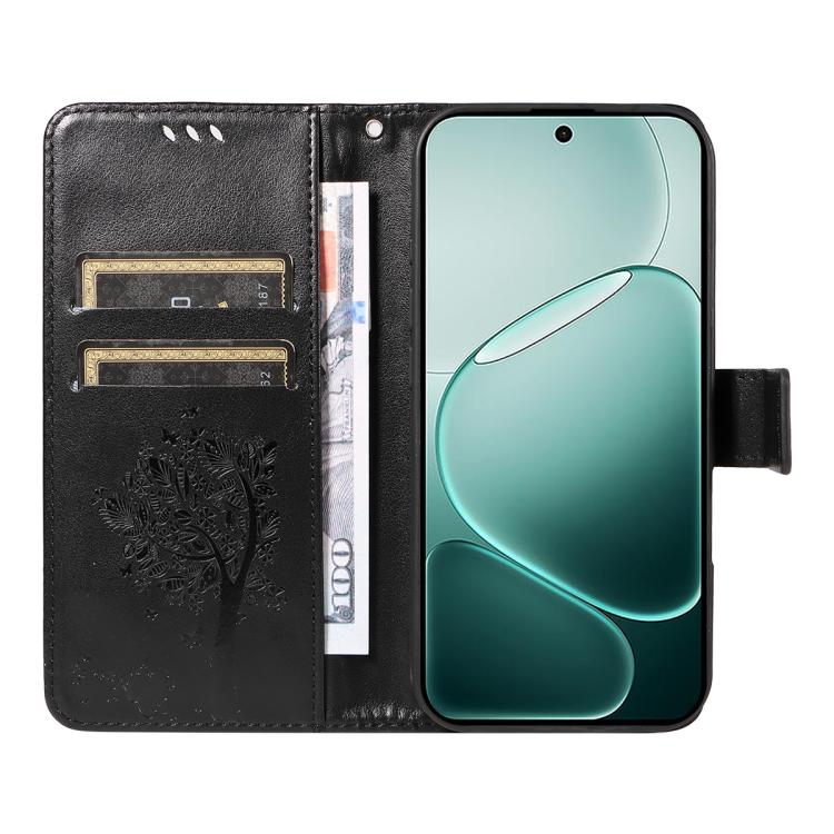 For OPPO A6 Pro 4G / 5G Global Tree & Cat Embossed Pattern Flip Leather Phone Case