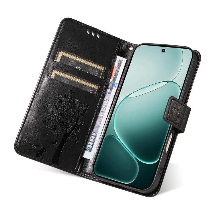 For OPPO A6 Pro 4G / 5G Global Tree & Cat Embossed Pattern Flip Leather Phone Case
