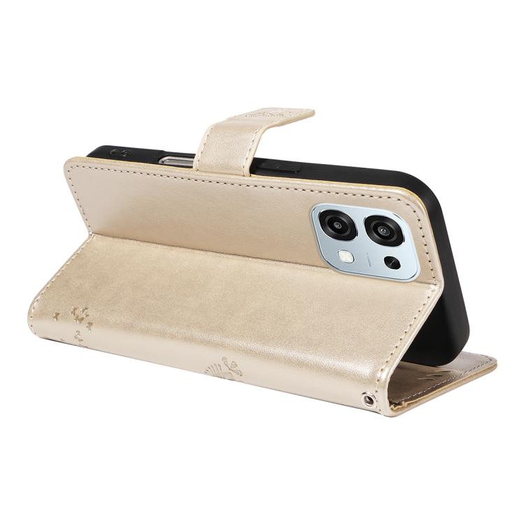 For OPPO A6 Pro 4G / 5G Global Tree & Cat Embossed Pattern Flip Leather Phone Case