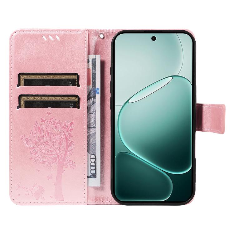 For OPPO A6 Pro 4G / 5G Global Tree & Cat Embossed Pattern Flip Leather Phone Case