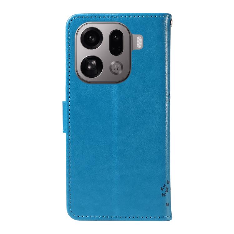 For OPPO Find X9 Pro Tree & Cat Embossed Pattern Flip Leather Phone Case