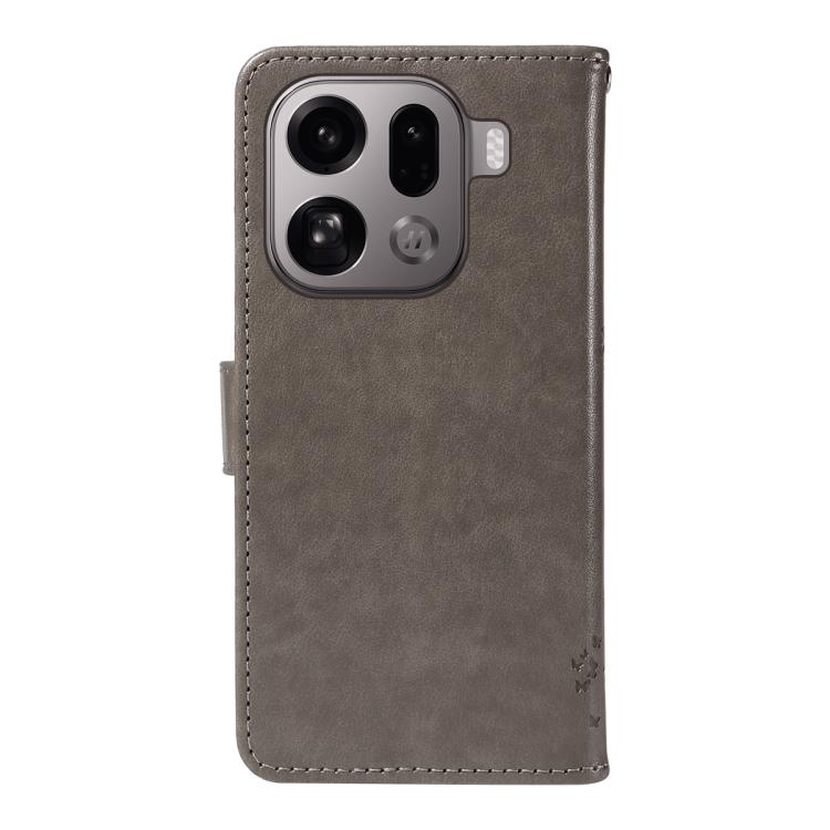 For OPPO Find X9 Pro Tree & Cat Embossed Pattern Flip Leather Phone Case